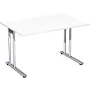 Bureau PALENQUE, pieds en C, rectangulaire, l. 1200 x P 800 x H 680 - 820 mm, blanc