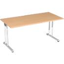 Bureau PALENQUE, pieds en C, rectangulaire, l. 1600 x P 800 x H 680 - 820 mm, hêtre