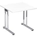 Bureau PALENQUE, pieds en C, rectangulaire, l. 800 x P 800 x H 680 - 820 mm, blanc