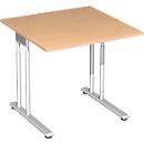Bureau PALENQUE, pieds en C, rectangulaire, l. 800 x P 800 x H 680 - 820 mm, hêtre