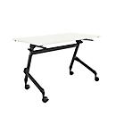 Bureau pliable, avec 4 roulettes verrouillables, rectangulaire, tube rond, L 1200 x P 600 x H 720 mm, blanc/noir