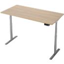 Bureau - rechthoekig, elektrisch in hoogte verstelbaar - T-poot - B 1600 x D 800 x H 620-1280 mm - incl. Memory Master - eiken decor/zilver