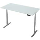 Bureau, rechthoekig, elektrisch in hoogte verstelbaar - T-poot - B 1600 x D 800 x H 620-1280 mm - incl. Memory Master - lichtgrijs/zilver