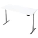 Bureau - rechthoekig, elektrisch in hoogte verstelbaar - T-poot - B 1800 x D 800 x H 620-1280 mm - incl. Memory Master - wit/zilver