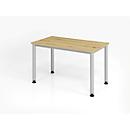 Bureau, rectangulaire, 4 pieds, tube rond, L 1200 x P 672 x H 685-810 mm, Chêne sauvage/argenté