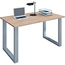 Bureau, rectangulaire, base à console, L 1400 x P 500 x H 760 mm, chêne/argent Sonoma