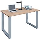 Bureau, rectangulaire, base à console, L 1400 x P 800 x H 760 mm, chêne/argent Sonoma