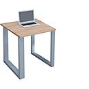 Bureau, rectangulaire, base à console, L 800 x P 800 x H 760 mm, chêne/argent Sonoma