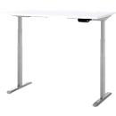 Bureau, rectangulaire, hauteur réglable électriquement, piétement en T, L 1200 x P 600 x H 620-1280 mm, avec Memory Master, blanc/argenté