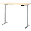 Bureau, rectangulaire, hauteur réglable électriquement, piétement en T, L 1200 x P 600 x H 620-1280 mm, incl. Memory Master, décor érable/argenté