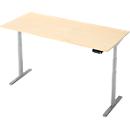 Bureau - rectangulaire - hauteur réglable électriquement - piétement en T - L 1800 x P 800 x H 620-1280 mm - incl. Memory Master- décor érable/argenté