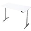 Bureau, rectangulaire - réglage électrique de la hauteur - piétement en T - L 1600 x P 800 x H 620-1280 mm - avec Memory Master - blanc/argenté