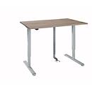 Bureau, réglable en hauteur électriquement, avec chaîne et passage de câbles, rectangulaire, pied en T, L 1200 x P 800 x H 715-1205 mm, chêne sauvage/aluminium blanc