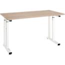 Bureau Set Up, rectangulaire, pied en C, L 1300 x P 650 x H 685-820 mm, chêne/blanc