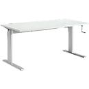 Bureau Standard, rectangulaire, hauteur réglable manuellement par manivelle, piétement en C, L 1200 x P 800 x H 728-1188 mm, gris clair/aluminium blanc