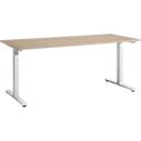 Bureau « Start Off » de la gamme « Shop Select » de Schäfer, piètement en T, rectangulaire, acier/bois, L 1 800 x P 800 x H 735 mm, finition chêne