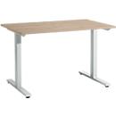 Bureau « Start Off » de Schäfer Shop Select, piètement en T, rectangulaire, acier/bois, L 1 200 x P 800 x H 735 mm, finition chêne