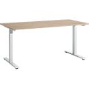 Bureau Start Off de Schäfer Shop Select, piètement en T, rectangulaire, acier/bois, L 1 600 x P 800 x H 735 mm, finition chêne