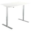 Bureau START OFF - elektrisch in hoogte verstelbaar - B 1200 x D 800 x H 755-1255 mm – T poot blank alu – wit/blank aluminium