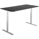Bureau START OFF - elektrisch in hoogte verstelbaar - B 1600 x D 800 x H 755-1255 mm – T poot blank alu – grafiet/blank aluminium