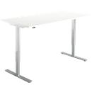 Bureau START OFF - elektrisch in hoogte verstelbaar - B 1600 x D 800 x H 755-1255 mm – T poot blank alu – wit/blank aluminium