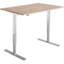 Bureau Start Off - hauteur réglable électriquement - rectangulaire - piétement en T - L 1200 x P 800 x H 755-1255 mm - décor chêne/alu blanc