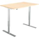 Bureau Start Off - hauteur réglable électriquement - rectangulaire - piétement en T - L 1200 x P 800 x H 755-1255 mm - décor érable/alu blanc