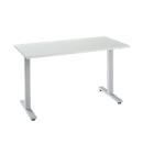 Bureau Start Off Home Office, B 1300 x D 650 x H 735 mm, T-voet, lichtgrijs/blank aluminiumkleurig