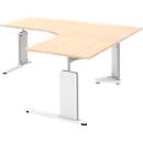 Bureau, table d’extension BARI droite, pieds en C, forme B, asymétrique, l. 1800 mm, coloris érable