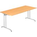 Bureau TARA, pieds en C, rectangulaire, l. 1800 x P 800 x H 720 mm, coloris hêtre