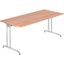 Bureau TARA, pieds en C, rectangulaire, l. 1800 x P 800 x H 720 mm, coloris noyer