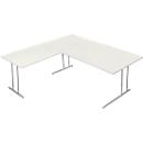 Bureau Toledo, avec table d’extension, hauteur ajustable, pieds en C, l. 2000 x P 1000 mm, blanc