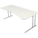 Bureau Toledo, hauteur ajustable, asymétrique, extension à droite/à gauche, pieds en C, l. 1950 x P 800/1000 mm, blanc