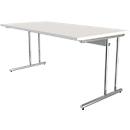 Bureau Toledo, hauteur ajustable, rectangulaire, pieds en C, largeur 1600 mm, blanc