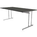 Bureau Toledo, hauteur ajustable, rectangulaire, pieds en C, largeur 1800 mm, anthracite