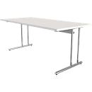 Bureau Toledo, hauteur ajustable, rectangulaire, pieds en C, largeur 1800 mm, blanc