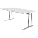 Bureau Toledo, hauteur ajustable, rectangulaire, pieds en C, largeur 2000 mm, blanc