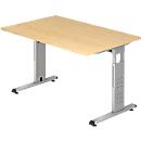Bureau ULM, pieds en C, rectangulaire, l. 1200 x P 800 x H 650 - 850 mm, coloris érable