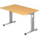 Bureau ULM, pieds en C, rectangulaire, l. 1200 x P 800 x H 650 - 850 mm, coloris hêtre