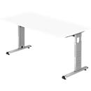 Bureau ULM, pieds en C, rectangulaire, l. 1600 x P 800 x H 650 - 850 mm, blanc