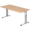 Bureau ULM, pieds en C, rectangulaire, l. 1600 x P 800 x H 650 - 850 mm, coloris chêne