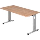 Bureau ULM, pieds en C, rectangulaire, l. 1600 x P 800 x H 650 - 850 mm, coloris noyer