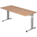 Bureau ULM, pieds en C, rectangulaire, l. 1800 x P 800 x H 650 - 850 mm, coloris noyer