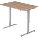 Bureau Ulm, réglable en hauteur électriquement, piètement en T, B 1200, finition noyer