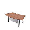 Bureau X-TIME-WORK, 4 pieds, arrondi, l. 1800 x P 900 x H 740 mm, coloris noix Canaletto/blanc