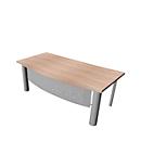 Bureau X-TIME-WORK, 4 pieds, arrondi, l. 2000 x P 900 x H 740 mm, orme/alu