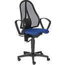 Bureaustoel BALANCE 400 NET - permanent contact - fitness-orthozitting - met armleuningen - zwart en blauw - ons merk Schäfer Shop Pure