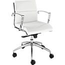 Bureaustoel ORIGAMI, leren bekleding, wipmechanisme, met armleuningen, halfhoge rugleuning, wit