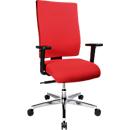 Bureaustoel PROFI STAR 15 hoog, met armleuningen, synchroonmechanisme, vlakke zitting, ergonomische rugleuning, rood/alusisch zilver