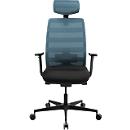 Bureaustoel SSI PROLINE NEW WORK - Mesh – met hoofdsteun - frame zwart - petrol – ons merk Schäfer Shop Select